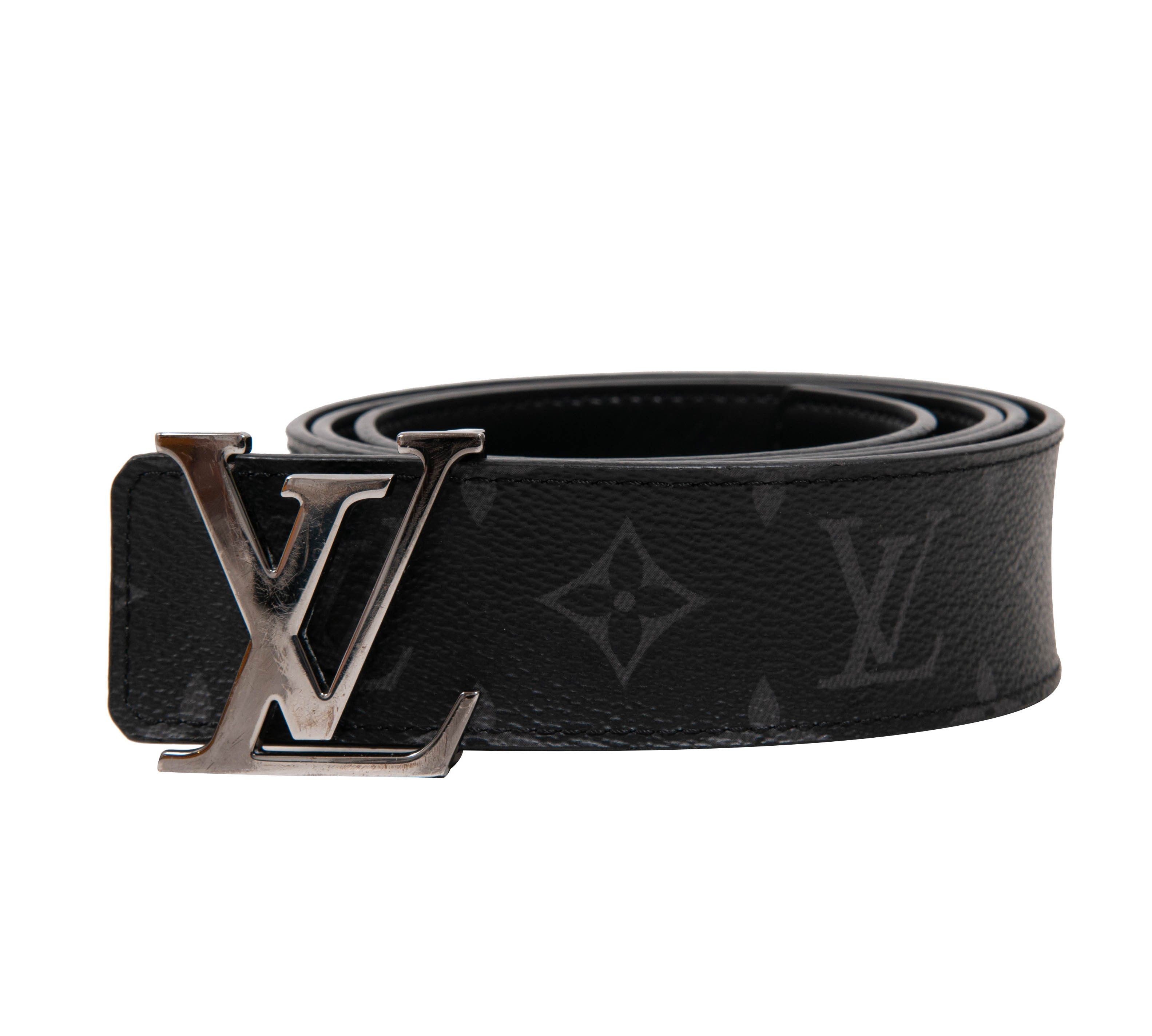 Louis Vuitton LV Initials 40 MM Black Grey Eclipse Monogram Belt