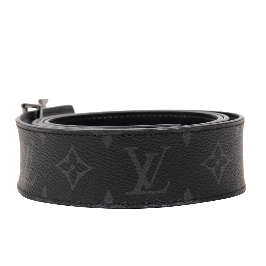 Louis Vuitton LV Initiales 40mm Matte Black Belt Grey Monogram Eclipse. Size 110 cm