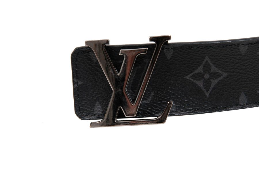 Louis Vuitton LV Initiales 40mm Reversible Grey Monogram Eclipse. Size 110 cm