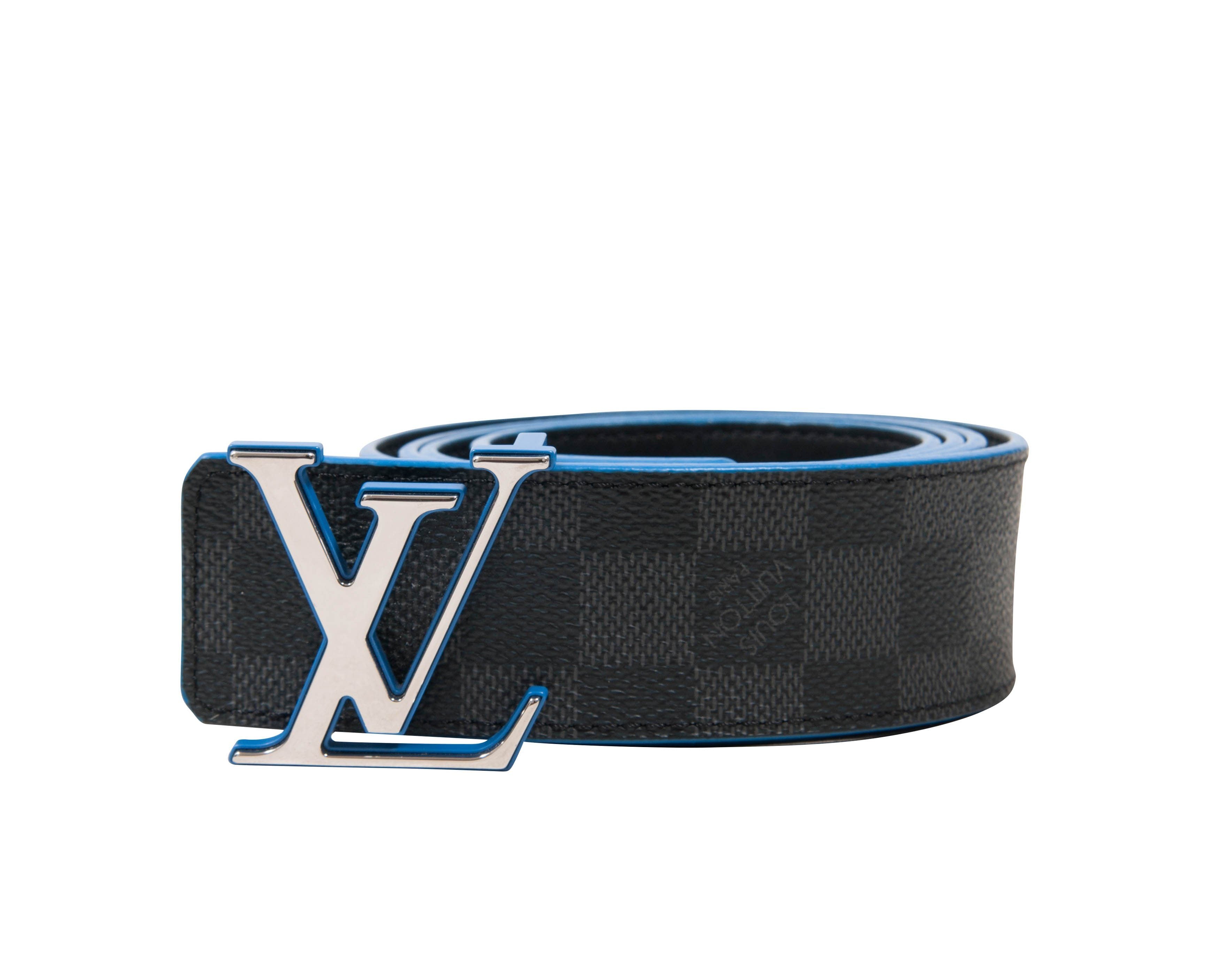 LV Initials 40MM Reversible Black Gray Blue Damier Belt – THE-ECHELON