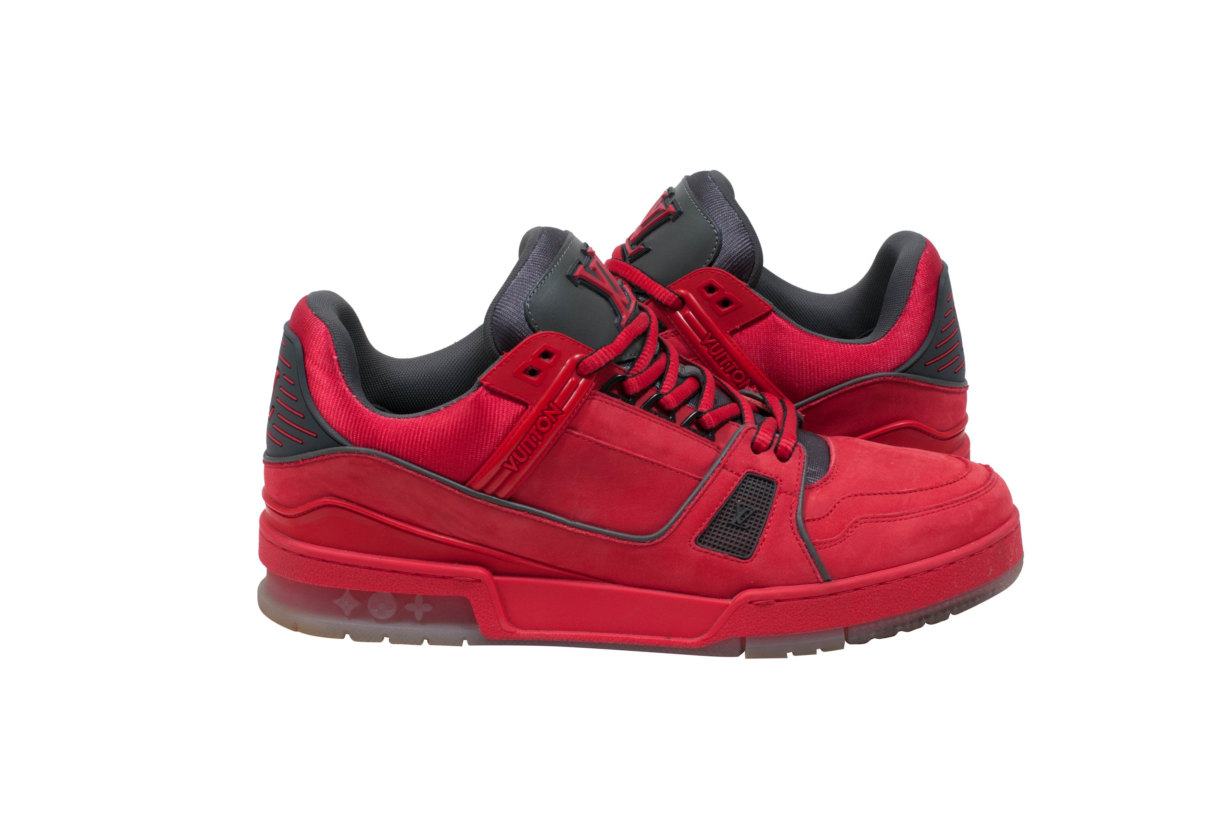 Trainers Louis Vuitton Red size 7 US in Suede - 27469076