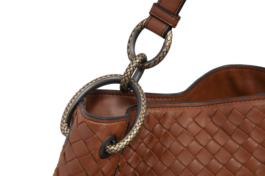 Medium Loop In Krim Interecciato Nappa Leather Bag (Brown) Bottega Veneta 