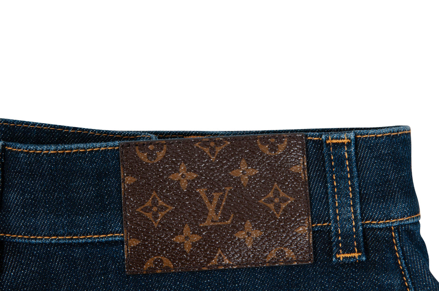 Louis Vuitton Monogram Denim Mini Shorts Navy. Size 36