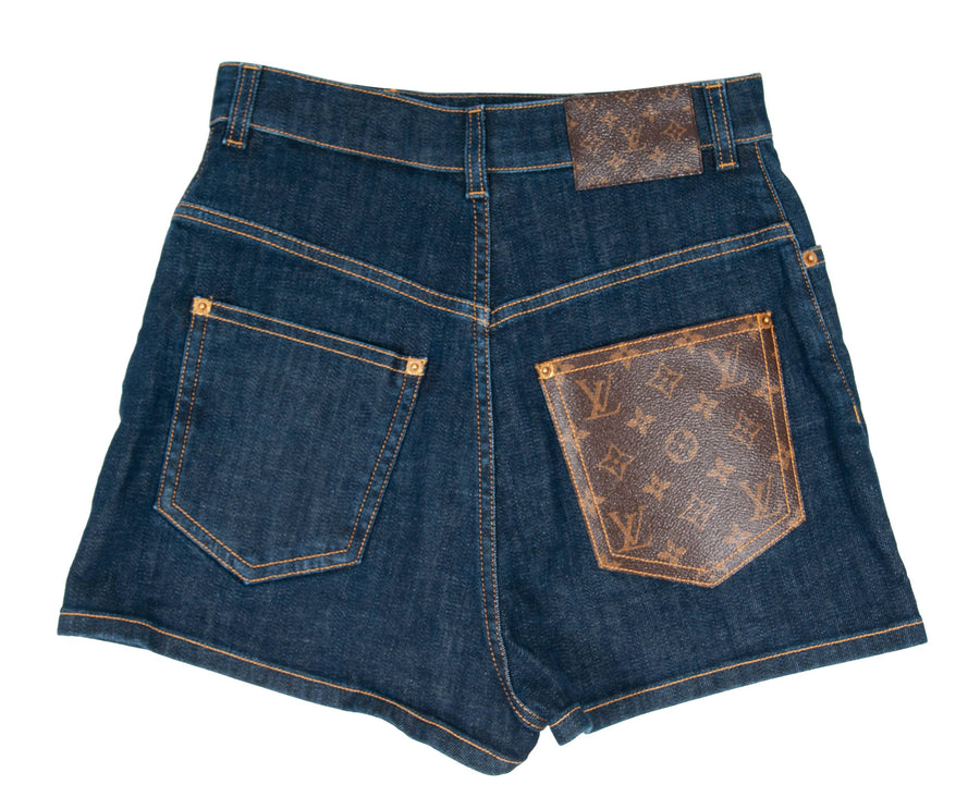 Louis Vuitton Women's Monogram Pocket Blue Jean Indigo Denim Mini Shorts –  THE-ECHELON