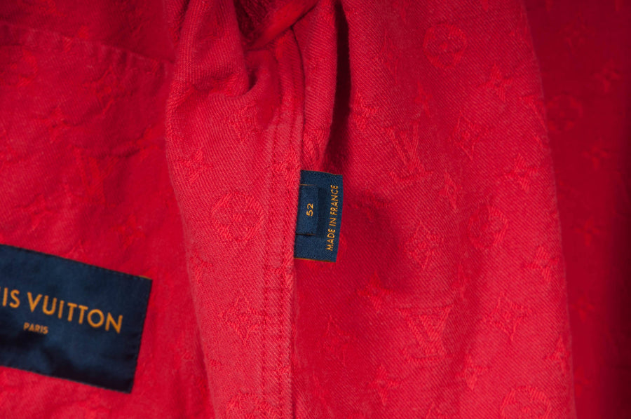 Louis Vuitton Flocked Monogram Denim Jacket, Red, 36