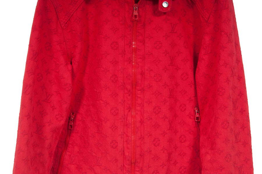 Rare Louis Vuitton LV Limited Edition Red Monogram Denim Jacket