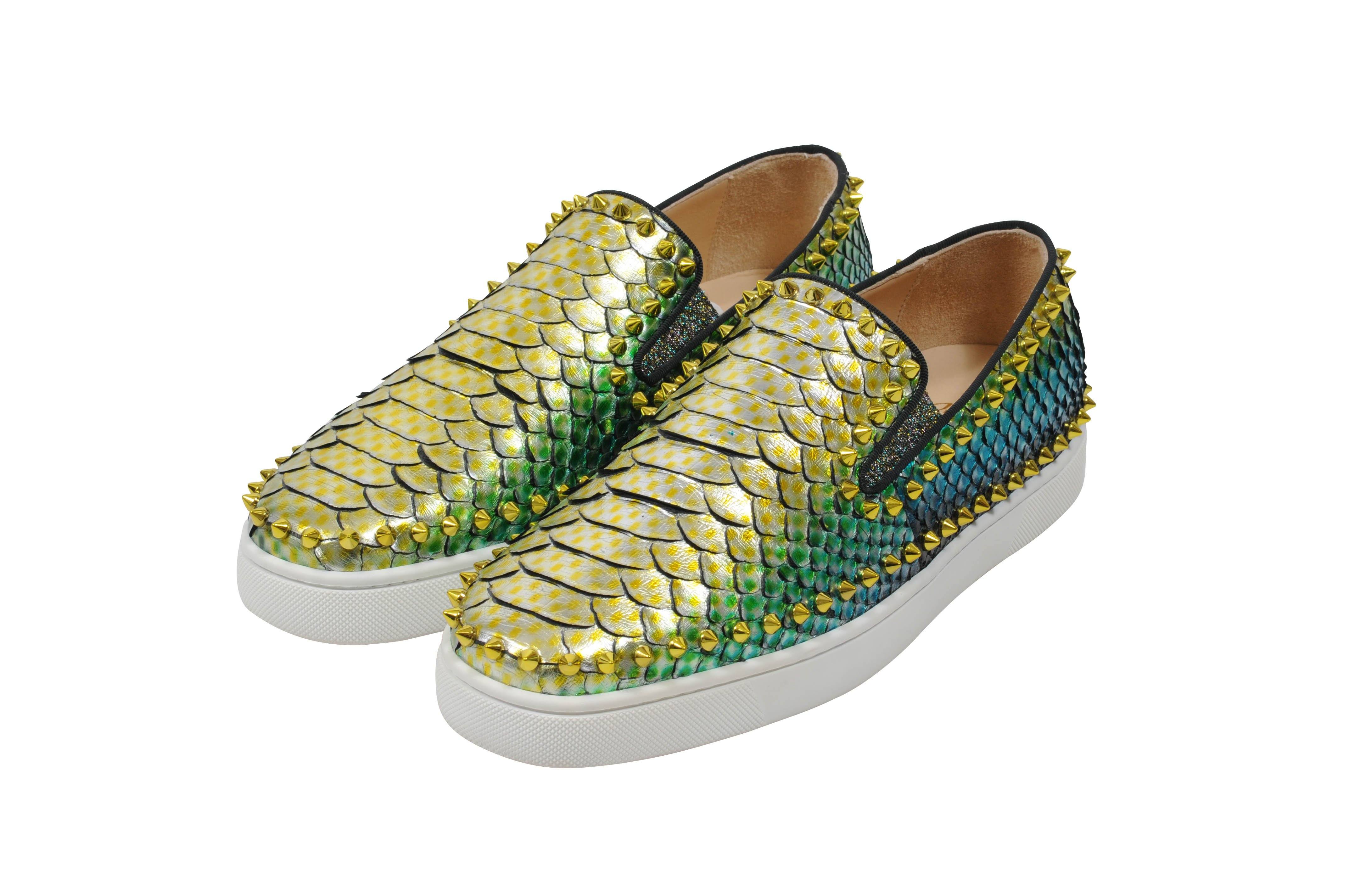 Christian Louboutin Mimosa Multi Color Python Snake Pik Pik Roller