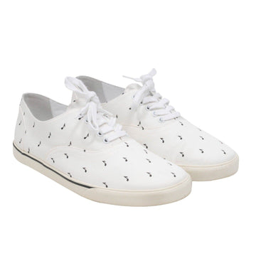 Music Note Sneakers White Lace Up Canvas Shoes Celine 