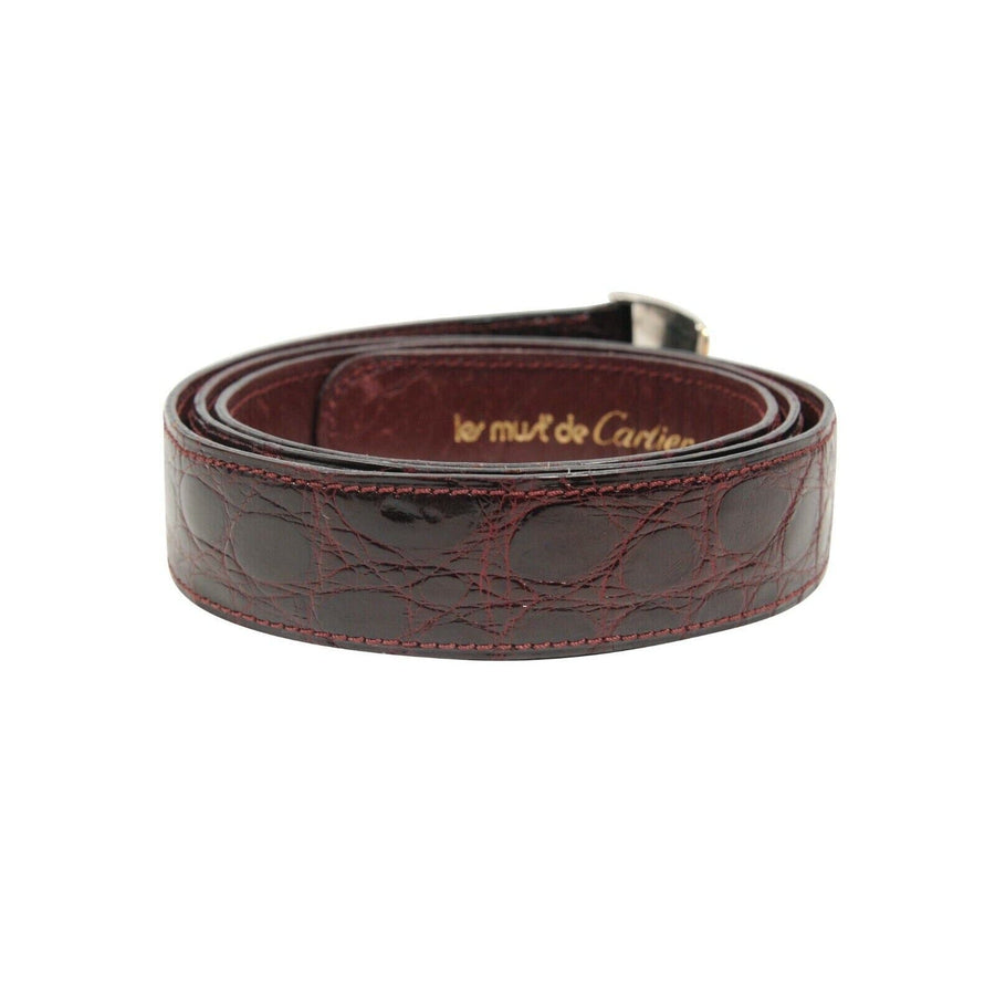 Must de Cartier Belt Burgundy Red Bordeaux Crocodile Leather Cartier 