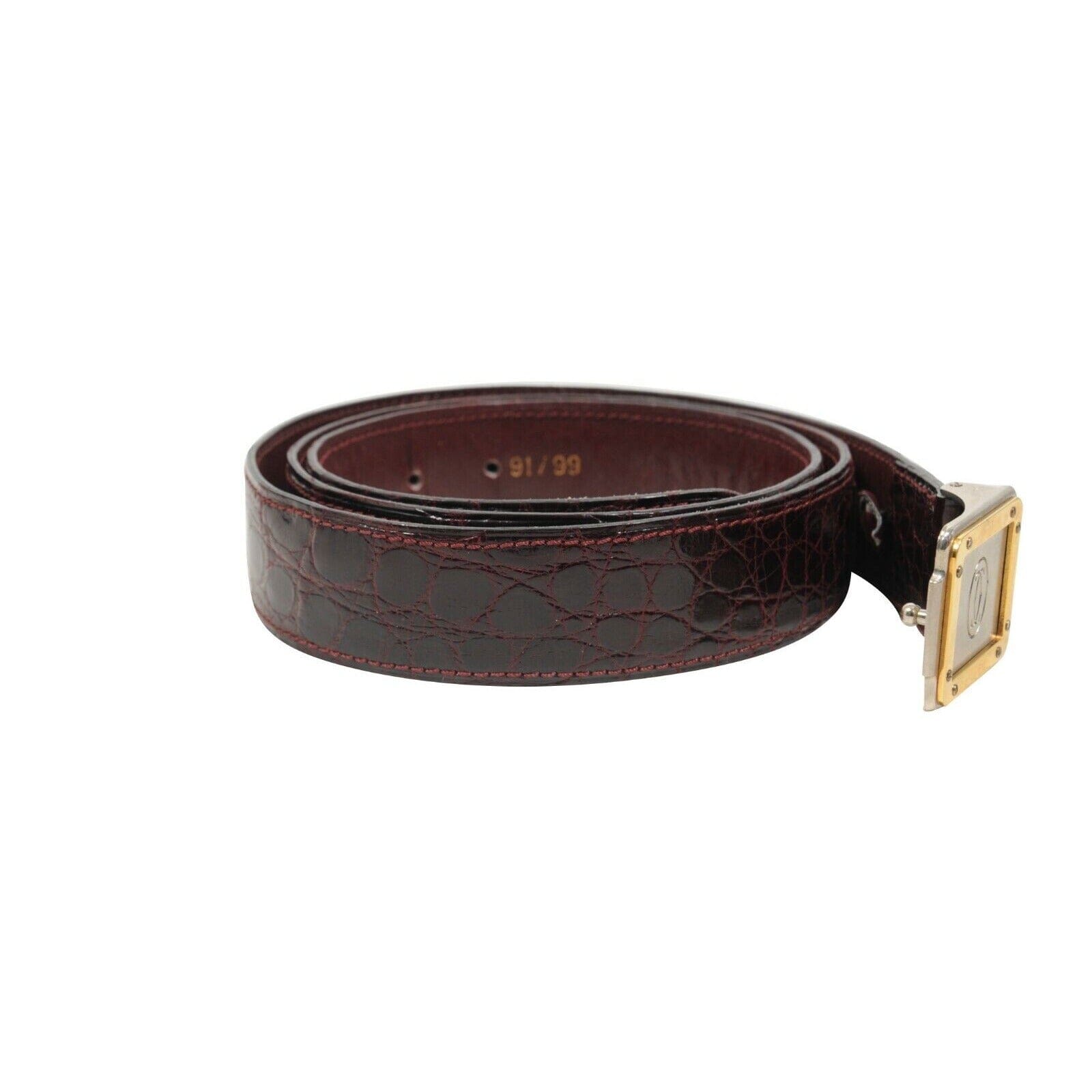 Cartier leto Bordeaux Gold Leather Belt Cartier Burgundy Pebble Leather Belt with Gold & Silver  main image 4