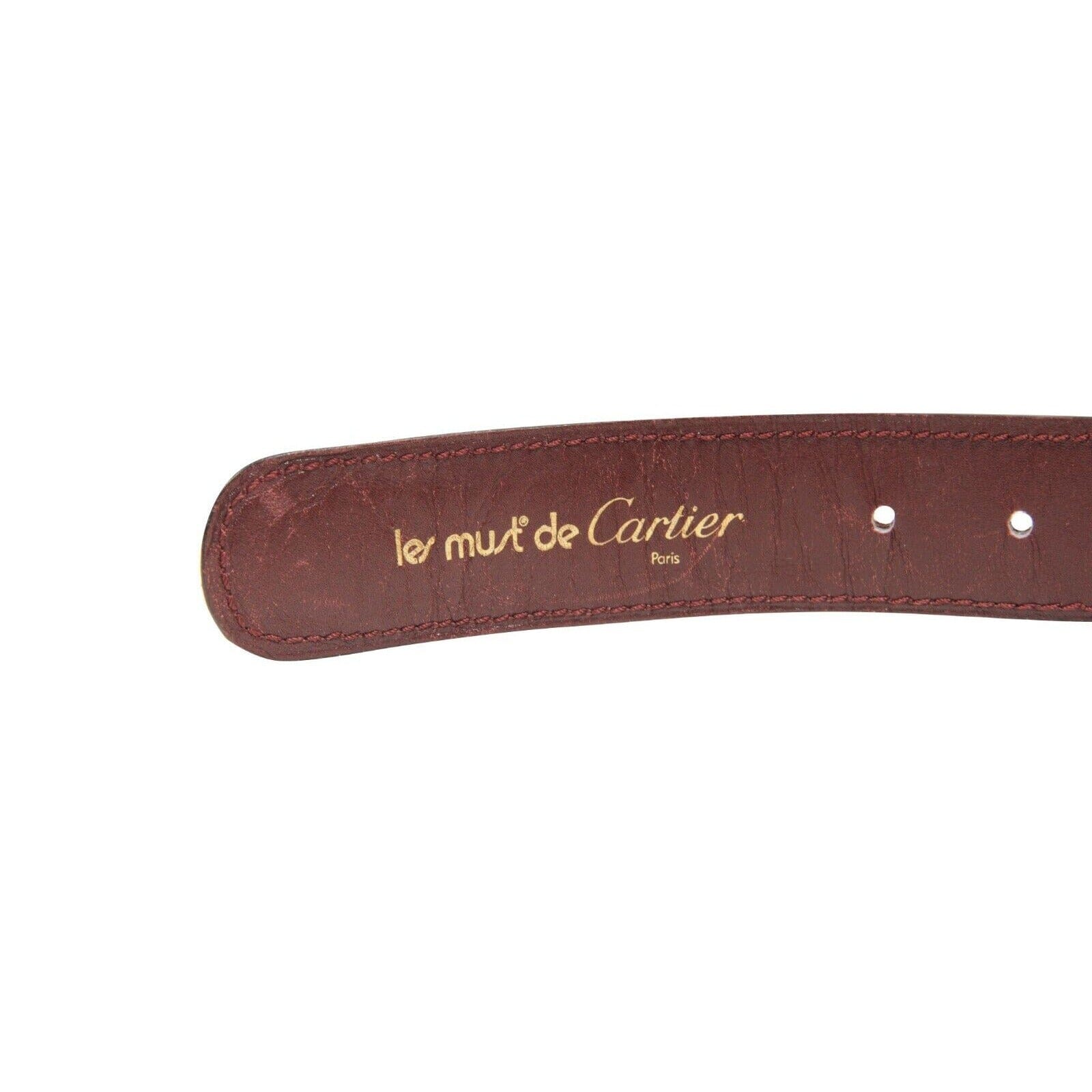 Cartier Must Line Leather Belt Wine Red Bordeaux Our round scale Bordeaux strap brings a warm, luxurious  main image 3