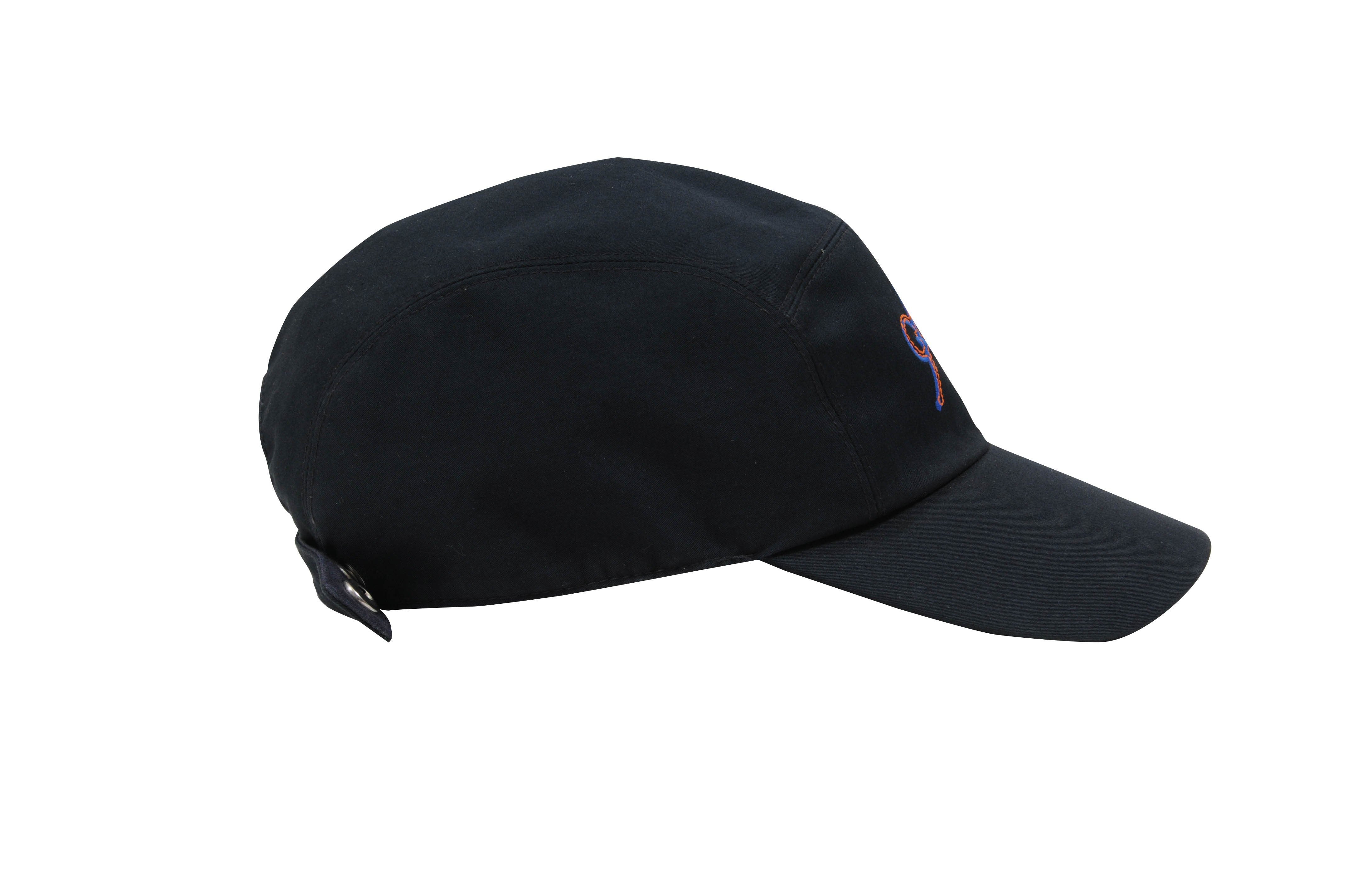 Hermes Men's Navy Blue Adjustable 5 Panel Cotton Anchor Motif Cap