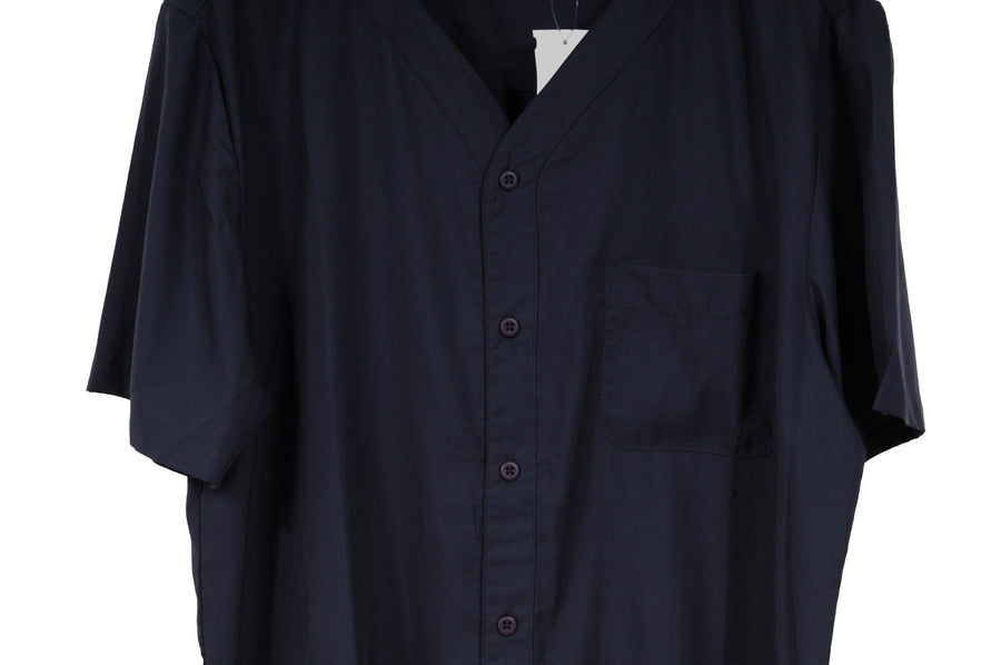 Navy Blue V Neck Pocket Button Down Shirt Onia 