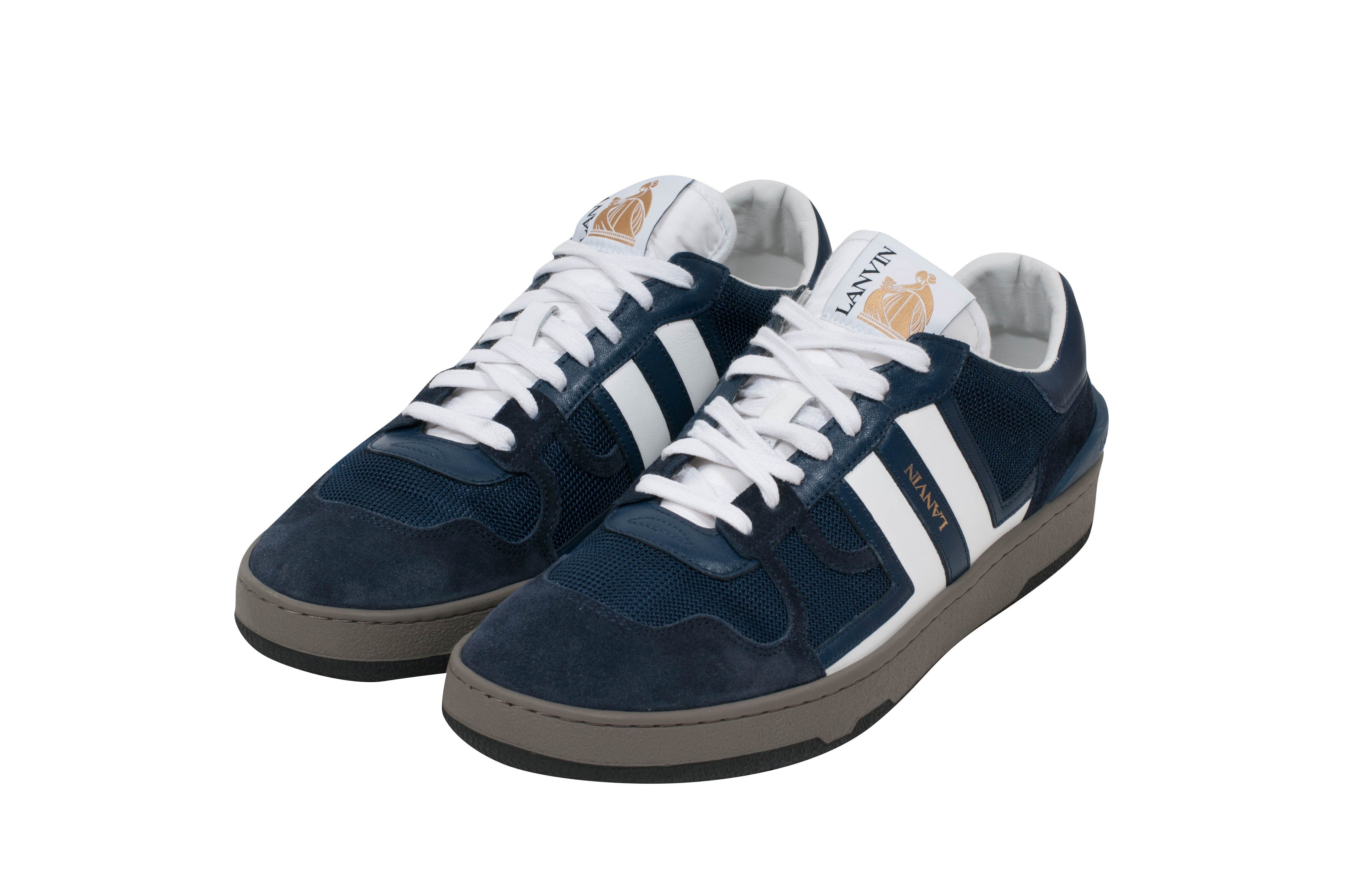Lanvin Men's Low Top Navy Clay Suede Sneakers Trainers Shoes