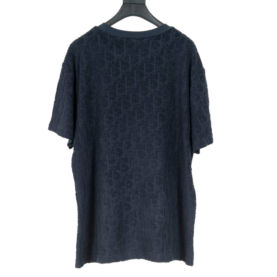 Navy Oblique Terry Cloth T Shirt DIOR 