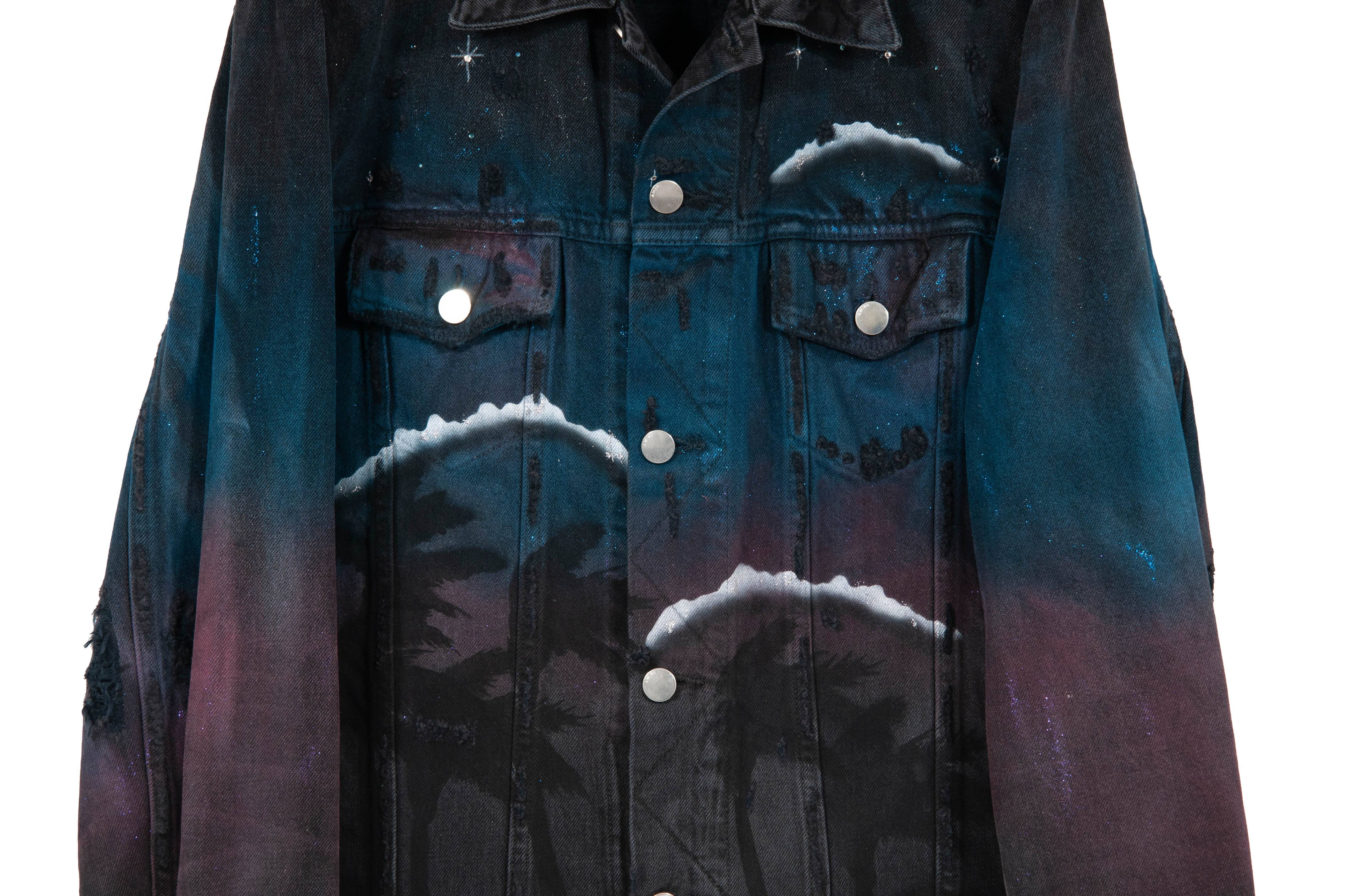 Nightscape Print Denim Trucker Jacket