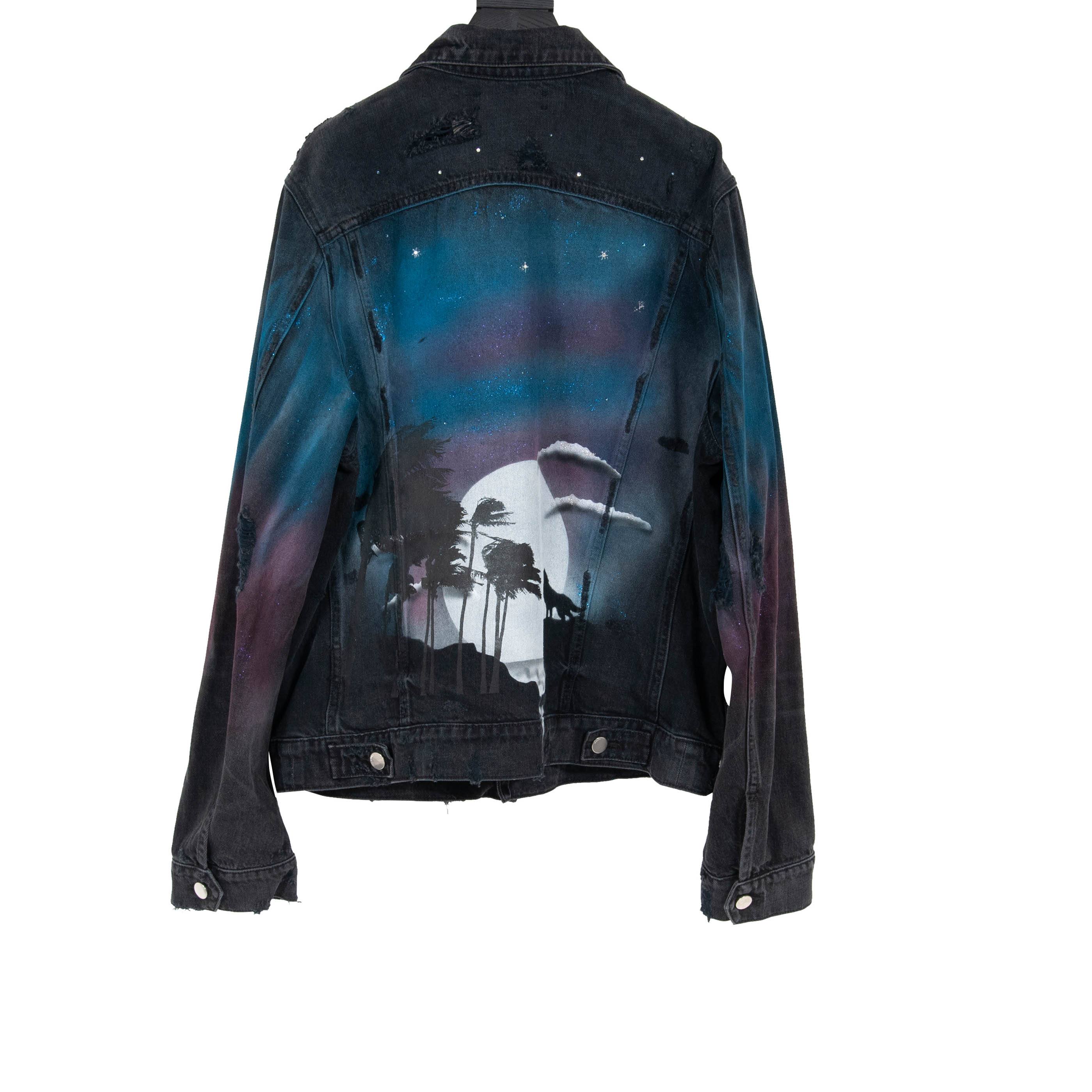 Nightscape Print Denim Trucker Jacket – THE-ECHELON