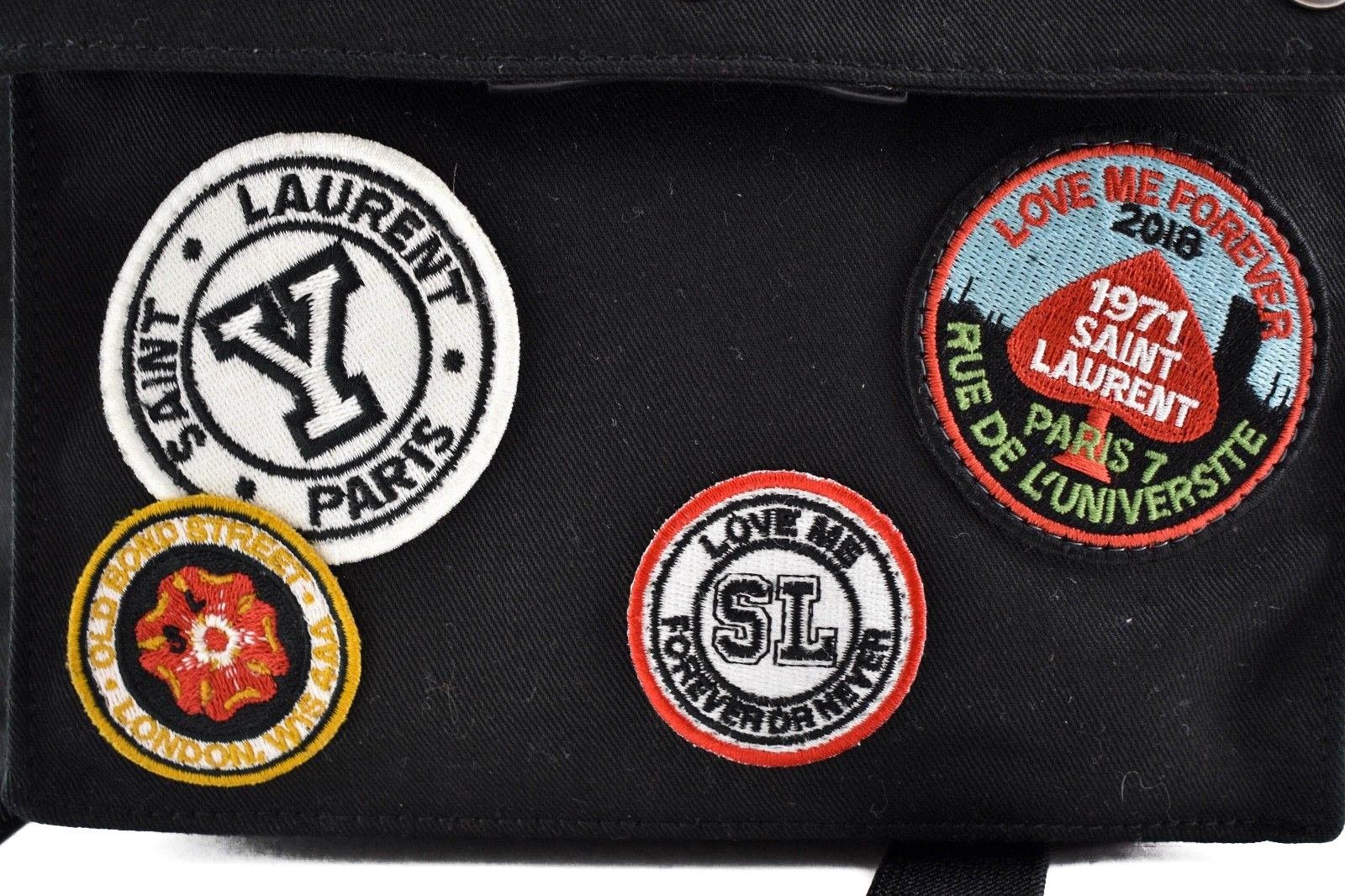 Saint Laurent Black Universite Patch Backpack YSL saint laurent embroidered city backpack in canvas in Black  main image 4