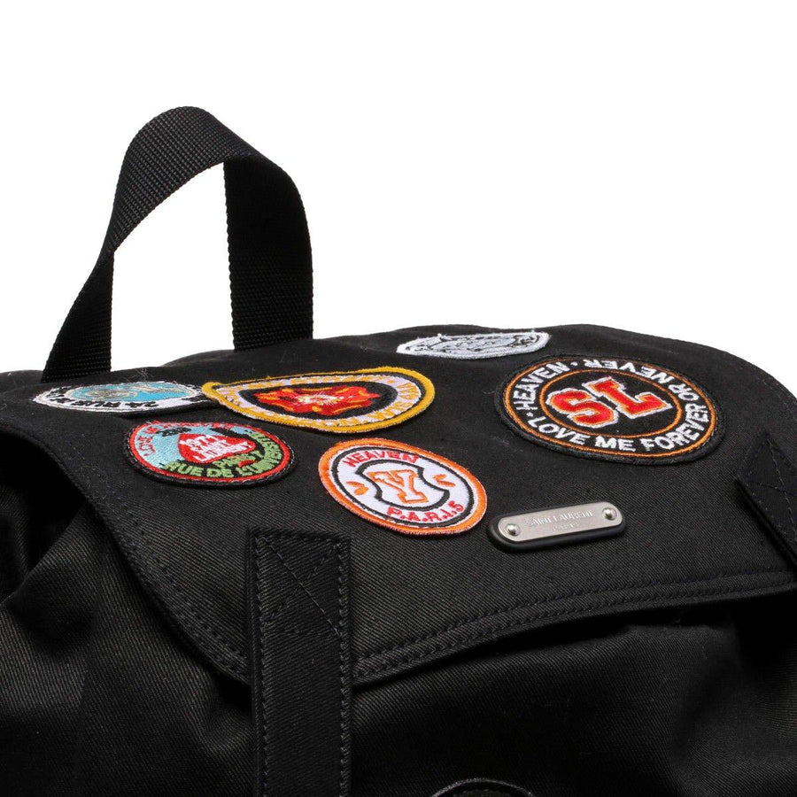 Noe Black Canvas Patches Logo Patch YSL Backpack SAINT LAURENT 