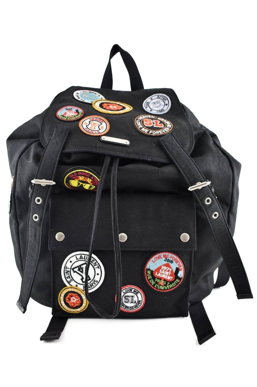 Noe Black Canvas Patches Logo Patch YSL Backpack SAINT LAURENT 