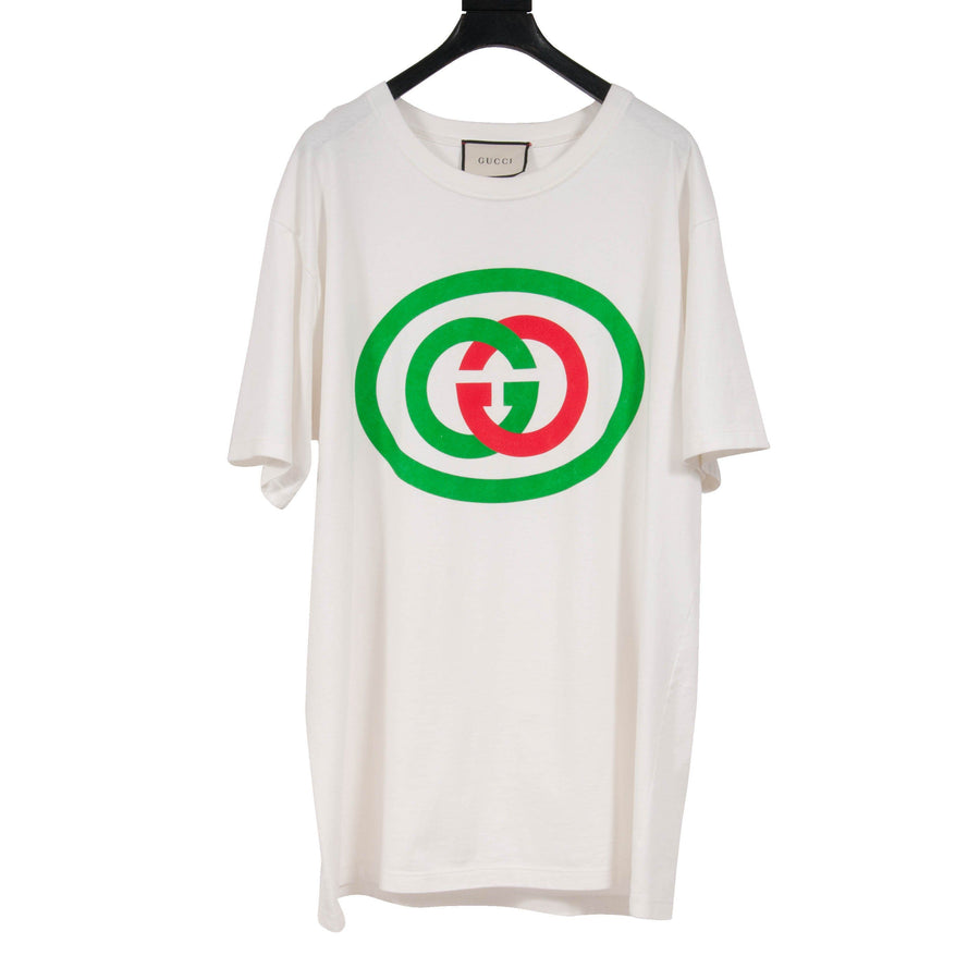 Off White Oversized Interlocking G Logo Print Cotton Jersey T Shirt GUCCI 
