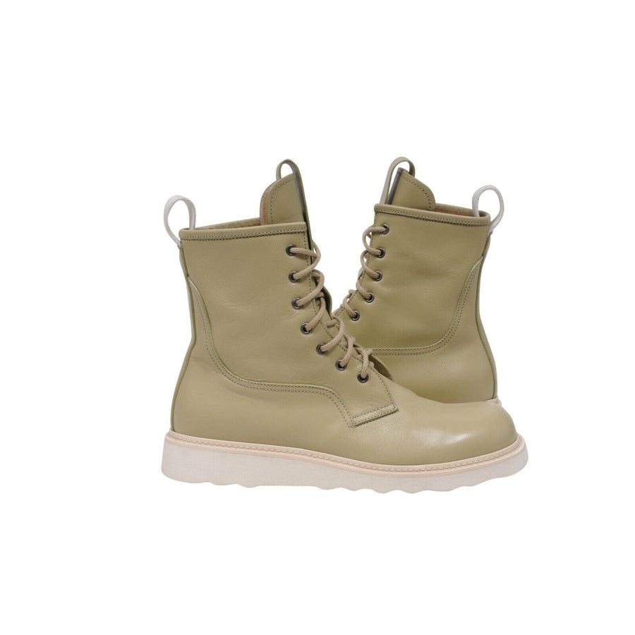 Olive Green Khaki Lace Up Ankle Combat Boots Bottega Veneta 