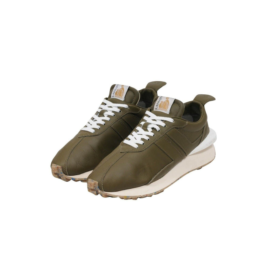Olive Green Leather Bumper Low Top Runner Sneakers Lanvin 