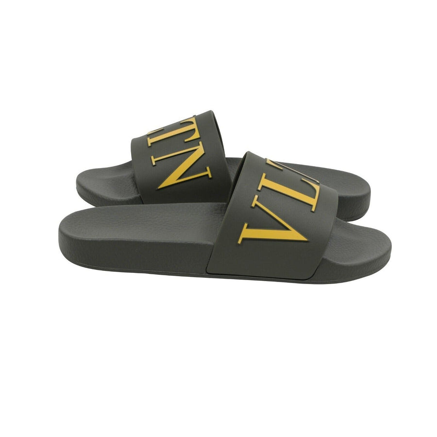 Olive Green Yellow VLTN Logo Sandals Flip Flops VALENTINO 