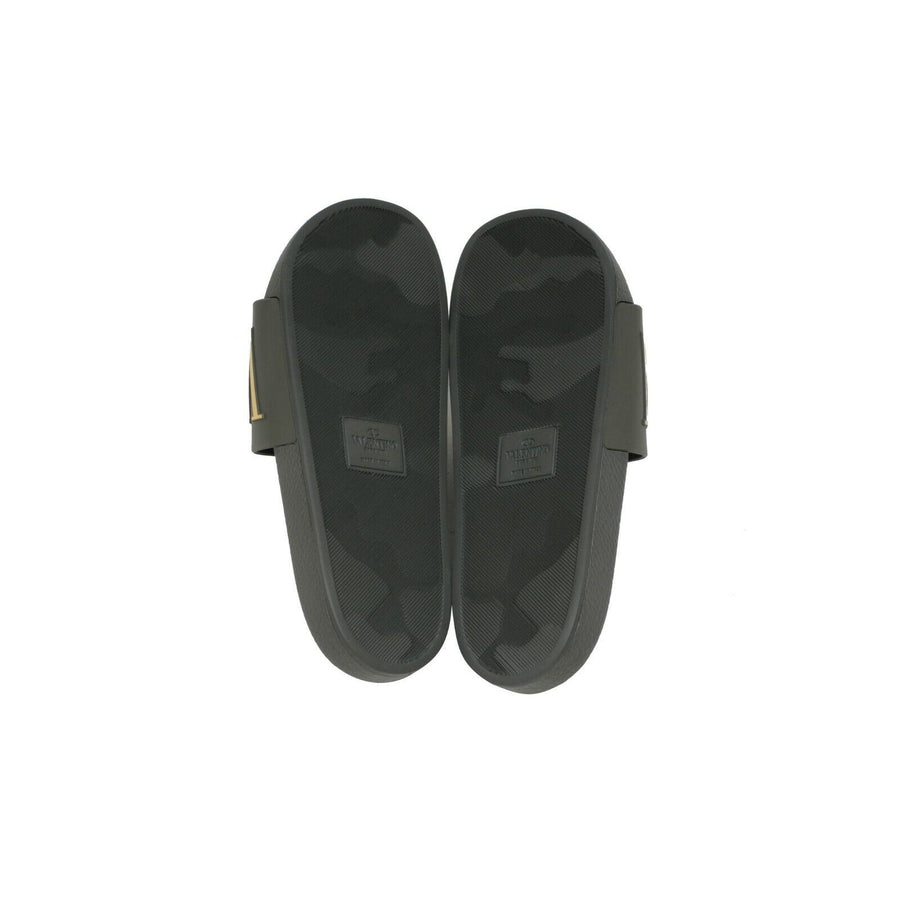 Valentino Garavani VLTN Green Yellow Logo Rubber Pool Slide Sandal Flop 44 11 Valentino Garavani Sandals & Flip-Flops for Men on Sale up  main image 3