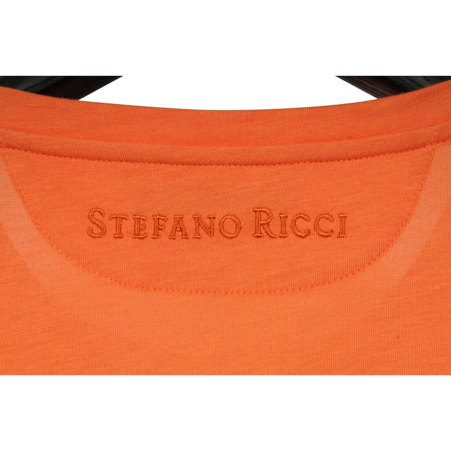 Orange Eagle Embroidered Logo T Shirt Stefano Ricci 