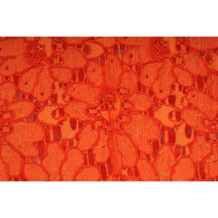 Orange Floral Corded Lace Scalloped V Neck Top GUCCI 