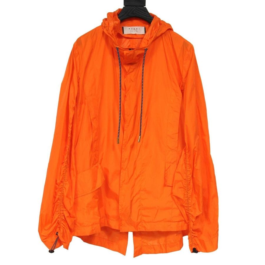 Orange Nylon Hooded Rain Jacket Parka Marni 