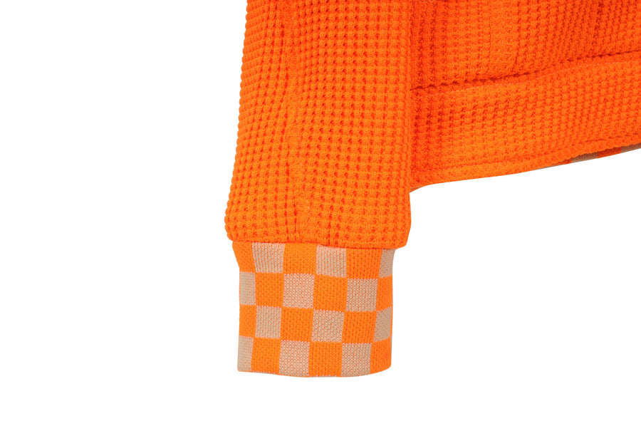 Orange Waffle Knit Damir Trim Trucker Jacket