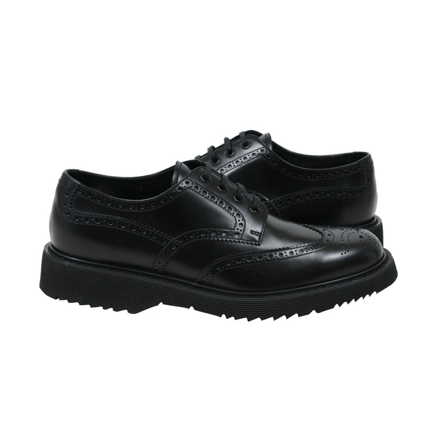 Oxford Wingtip Chunky Derby Black Leather Brogue Shoes Prada 