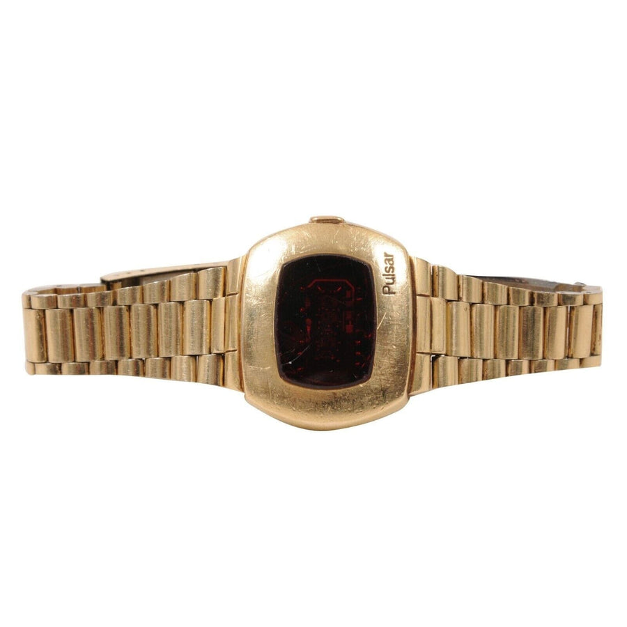 P2 Vintage 1970's Digital Wrist Watch 14k Gold Plated Pulsar 