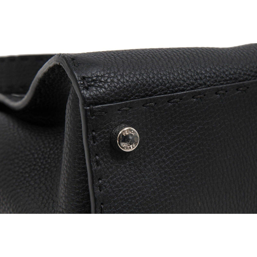 Peekaboo Black Leather Shoulder Satchel Tote Black Leather Shoulder Bag Fendi 