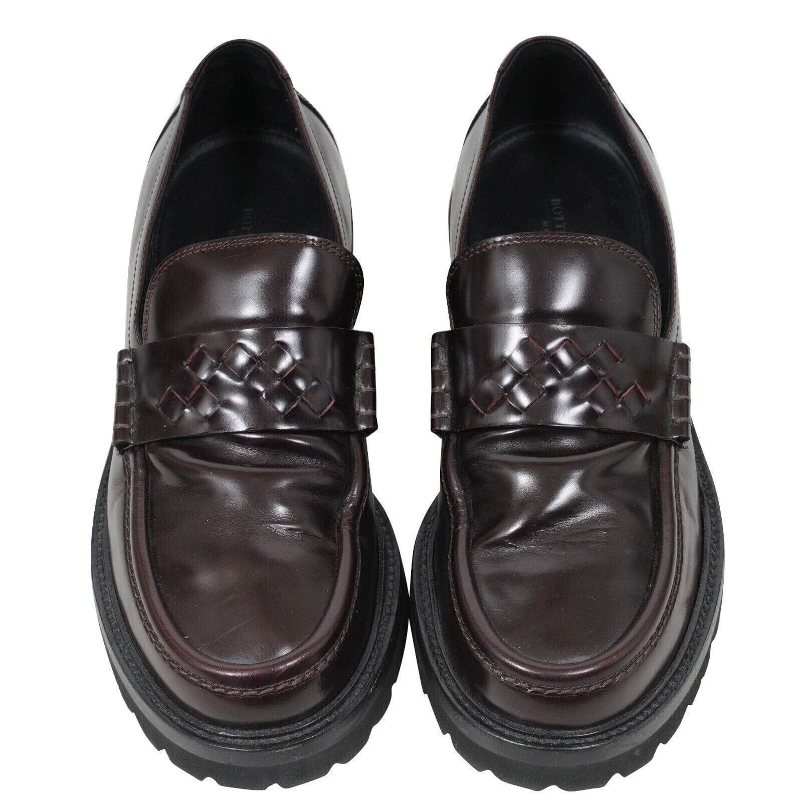 Bottega Veneta Penny Loafers US 8 IT 41 Burgundy Black Chunky 