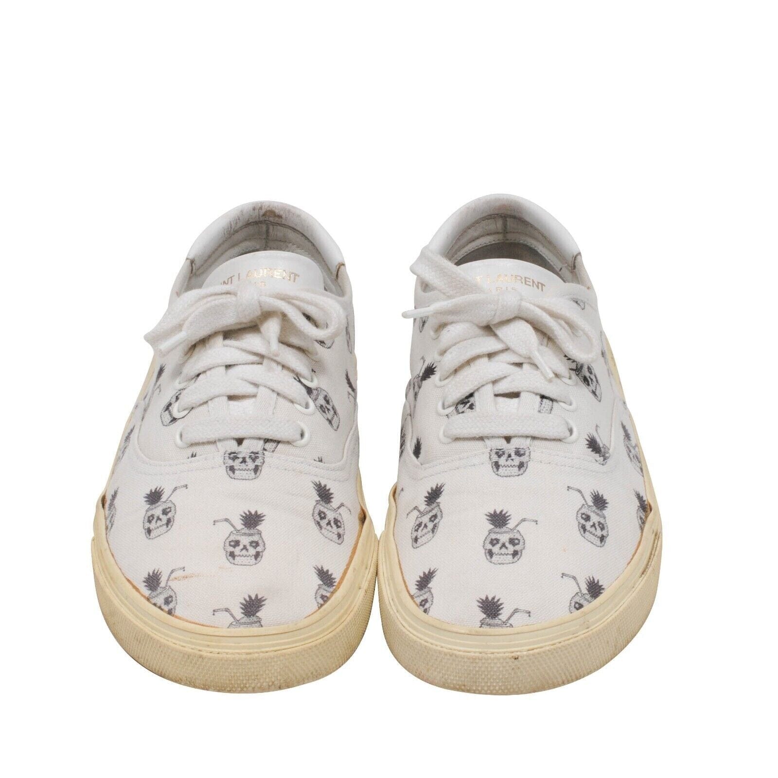 Saint Laurent Mens Pineapple Skull Skate Sneakers White Black Low Top –  THE-ECHELON