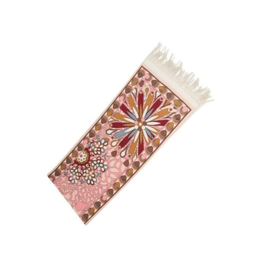 Pink Brown Floral Psychedelic Fringe Shawl Wrap Scarf EMILIO PUCCI 