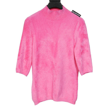 Pink Velvet Short Sleeve Stretch Turtleneck Sweater Shirt BALENCIAGA 
