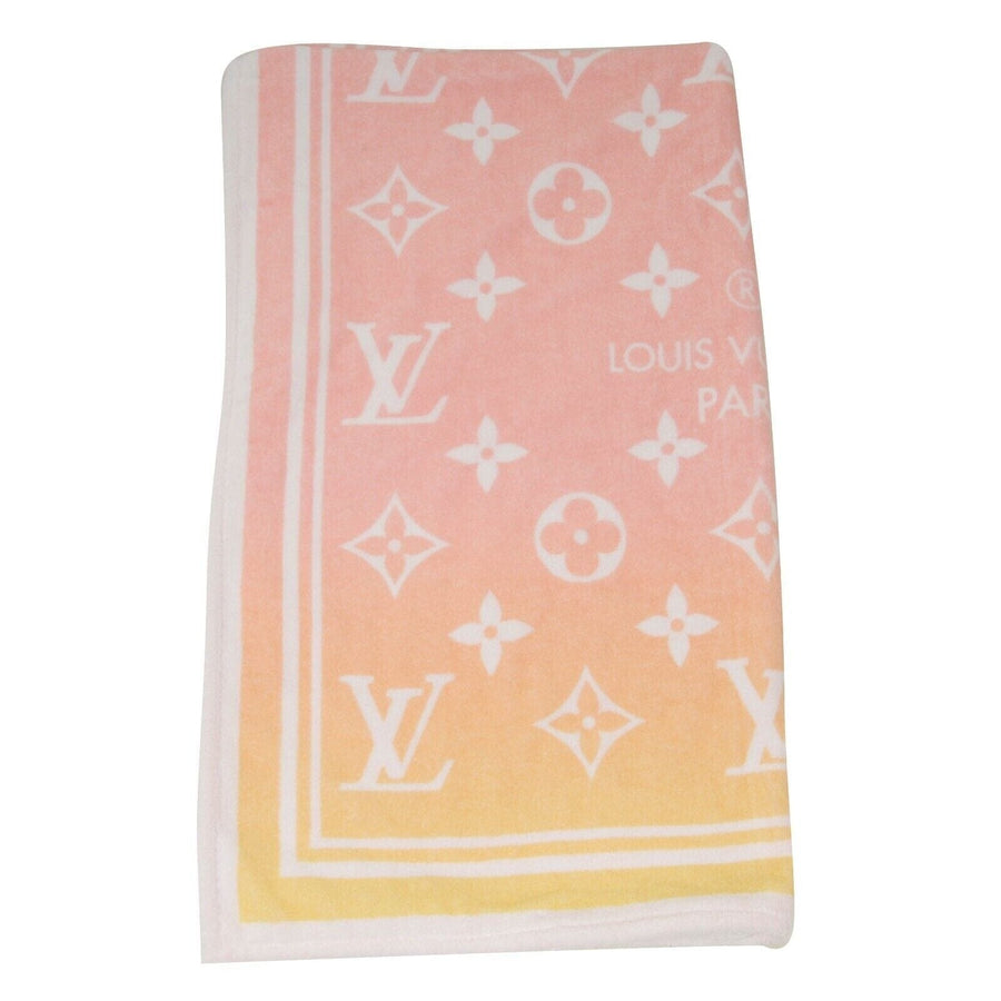 Pink Yellow Drap De Bain Monogram M76786 Beach Bath Towel LOUIS VUITTON 