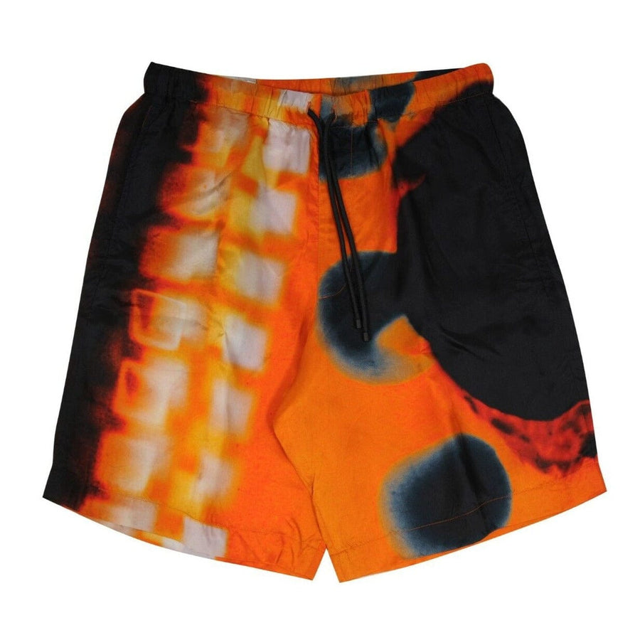 Piperi Len Lye Print Shorts Orange Black Viscose Swim DRIES VAN NOTEN 