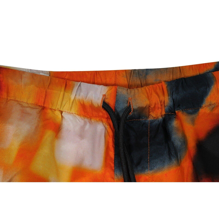 Piperi Len Lye Print Shorts Orange Black Viscose Swim DRIES VAN NOTEN 