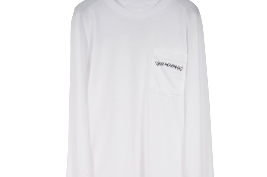 Pocket Long Sleeve Logo T Shirt (White) CHROME HEARTS 