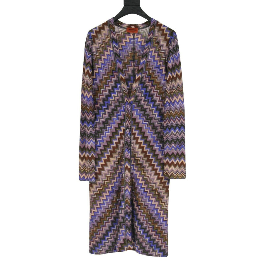 Purple Blue Chevron Cashmere Zig Zag Long Cardigan Dress Missoni 