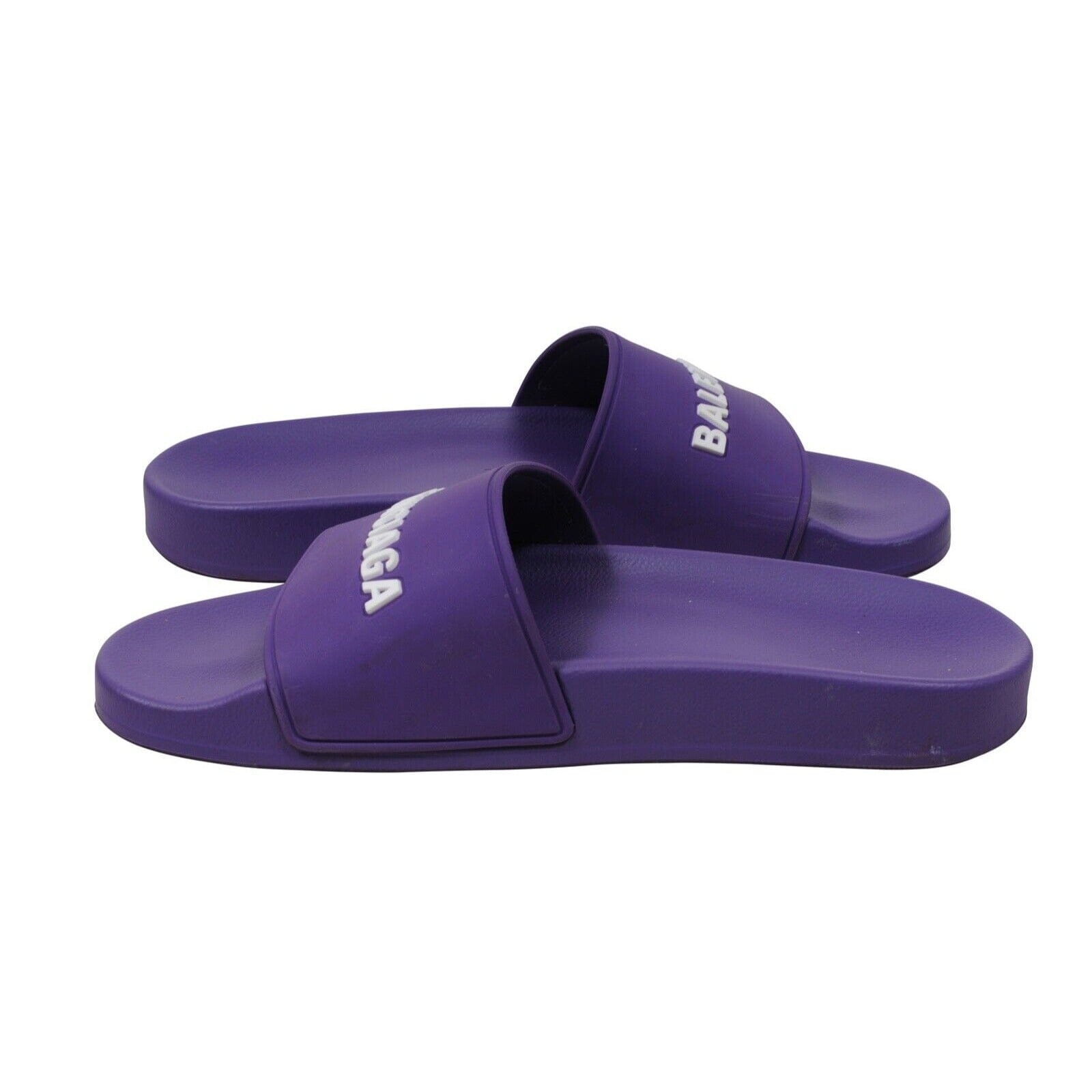 Balenciaga Women s Flip Flops Size US8 IT38 Purple Rubber Pool Slide Sandals THE ECHELON