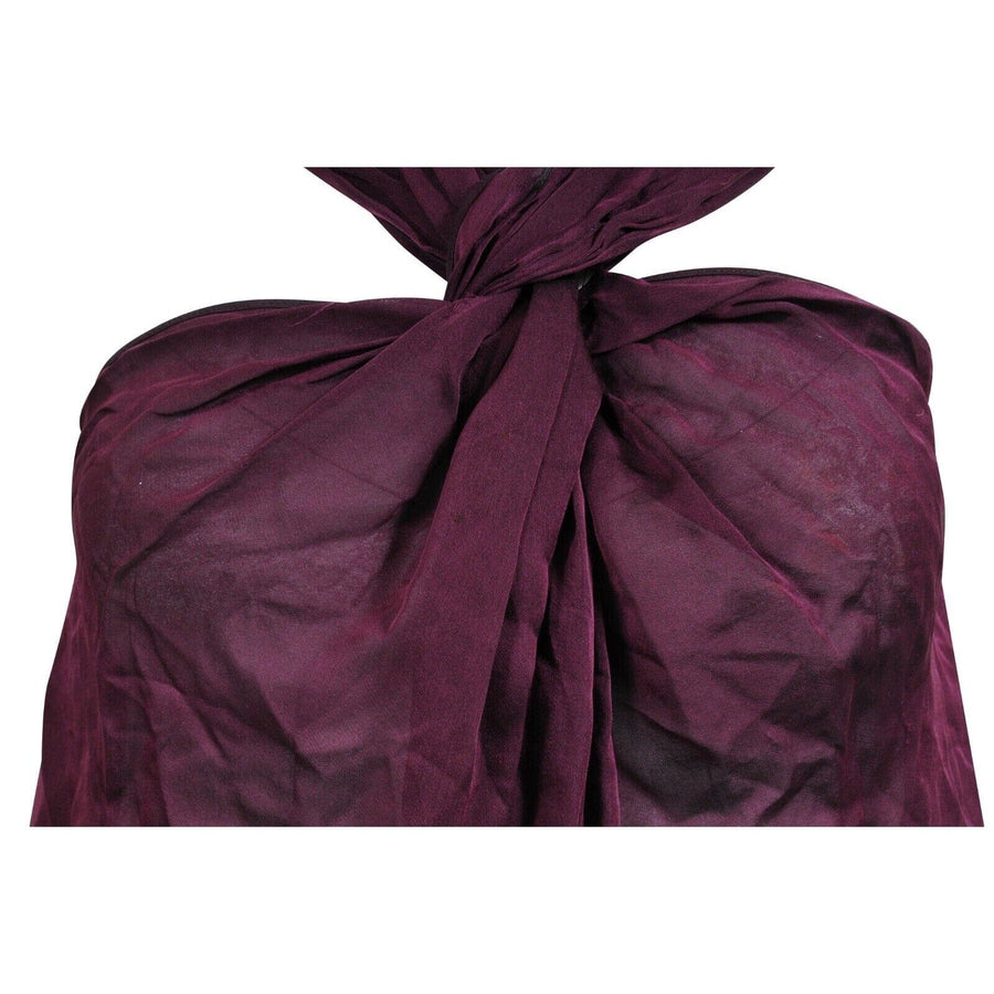 Purple Silk Ruched V Neck Strap Top Lanvin 