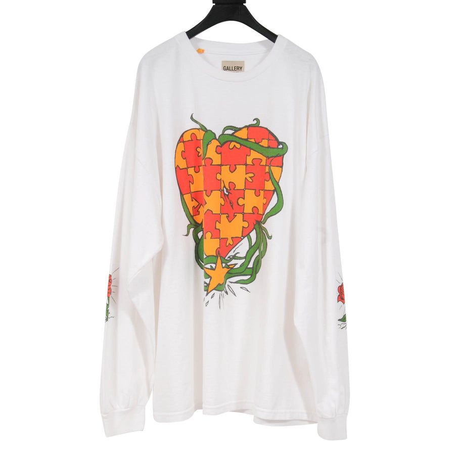 Puzzle Heart White Long Sleeve Logo T Shirt Gallery Dept. 