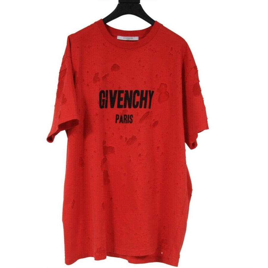 Red Black Distressed Logo T Shirt GIVENCHY 