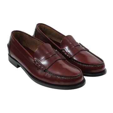 Red Bordeaux Brushed Leather Cordovan Penny Loafers Prada 